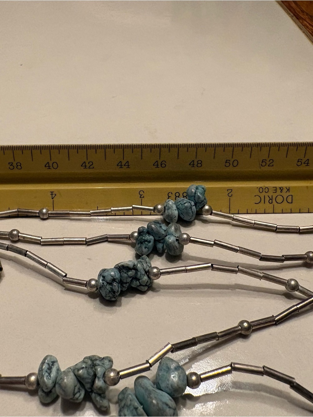 16 Turquoise stone and Silver Bead Multi-Strand Bracelet - Teal